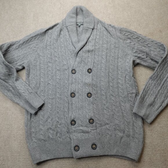 Lorenzo Magni Sweater XL Gray Shawl Cardigan Wool Nylon Made in Italy - Picture 1 of 10